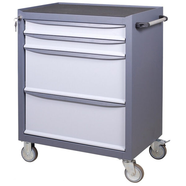 Mobilie darba galdi uz riteņiem un instrumentu ratiņi