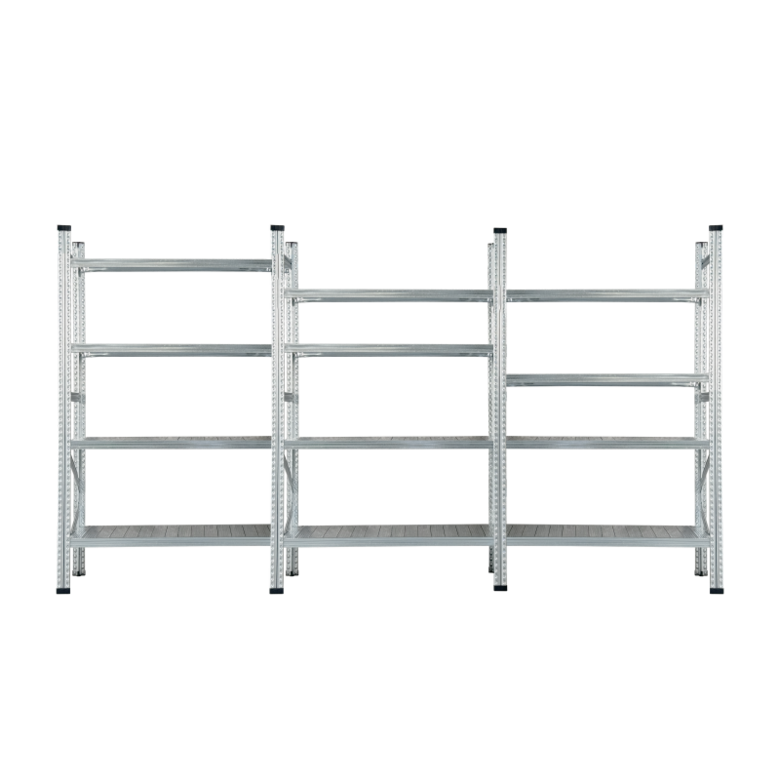Metāla plauktu komplekts 1972x4500x500 mm, 3 sekcijas, 12 plaukti