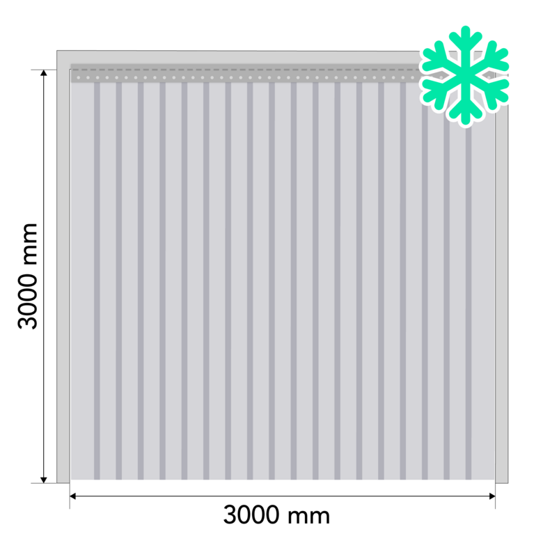 PVC slokšņu komplekts vārtu ailēm 3000×3000 mm, salizturīgi