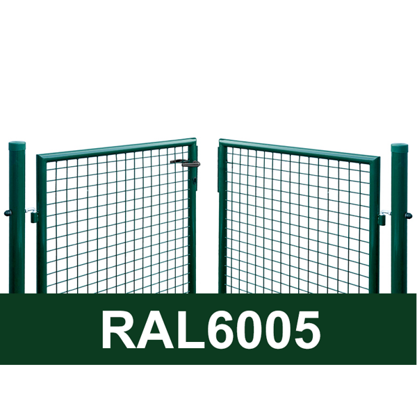 Divviru vārti ar apaļajiem stabiem RAL6005  H1.2 W3.0m komplekts