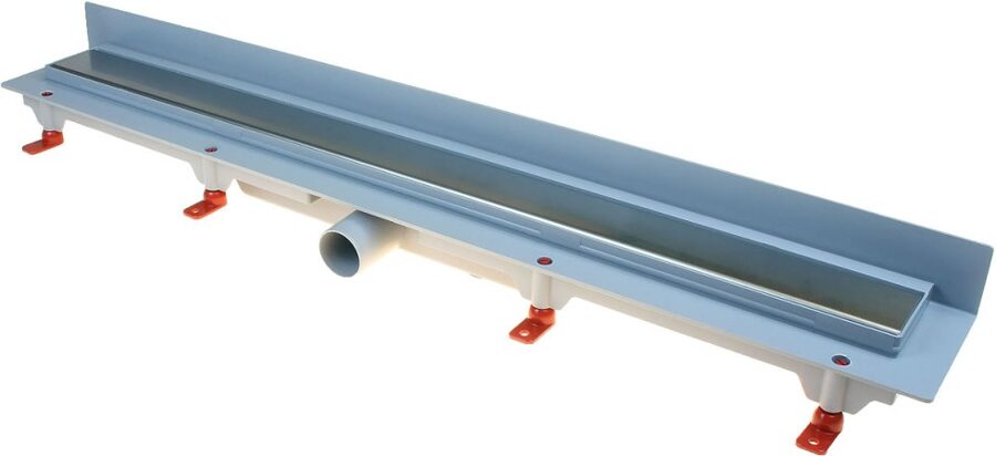 PLASTMASAS HACO DUŠAS KANĀLS garums 850mm, AR NERŪSĒJOŠĀ TĒRAUDA RESTI, HORIZONTĀLS ,paredzēts uzstādīšanai dušā pie sienas.