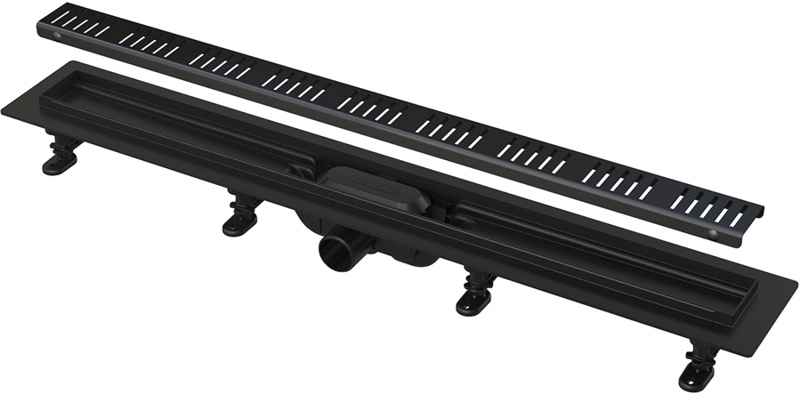 Plastmasas dušas kanāls APZ10BLACK950M ar resti krāsa Melns garums 950mm
