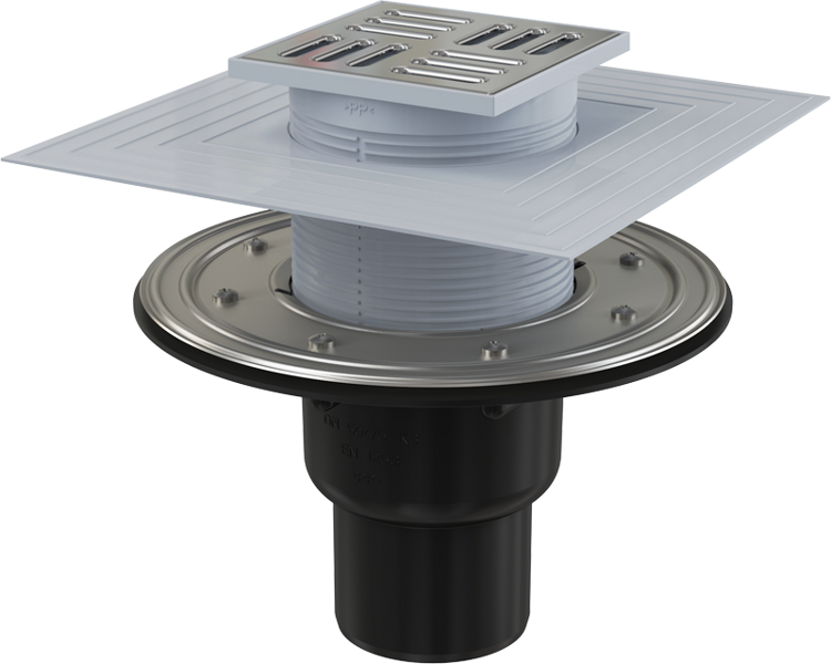 Alcadrain APV4344 traps 105x105/50/75 vertikāls, sausais un slapjais