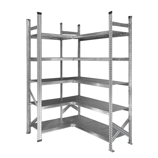 Stūra metāla plaukts 1972x1500x1100, 5 plauktu līmeņi