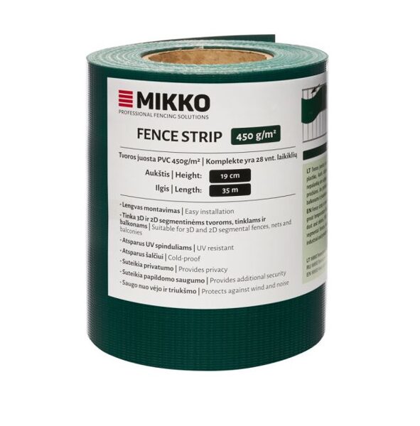 ŽOGA SEGMENTU LENTE MIKKO 190 MM X 35 M + 28 GAB. TURĒTĀJI (450 G/M²), PVC